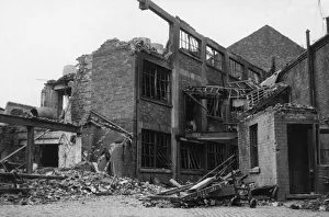 01036 Prints: The shell of the Sissons Brother factory in Hull following the German airforce raid