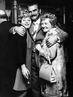 Beards And Moustaches Prints: Shelley Winters actress at party with Beryl Reid and Stanley Baker