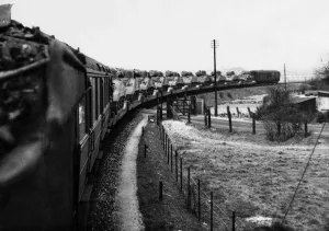 Sherman tanks being transported to invasion in embarkation points. 21st April 1944