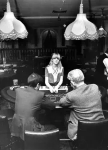 Cards Prints: Sherrill Crabtree deals the cards at the Black jack tables in the newly opened Casino