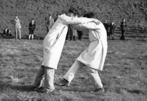 Shin-kicking contest at Chipping Campden, Glos. May 1951 P005063