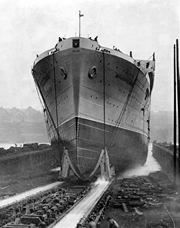 The Ship Monarch of Bermuda now named Arkadia at a shipyard on the River Tyne