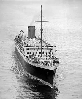 Marine Prints: The ship SS Asturias which transported many immigrants from Britain to Australia