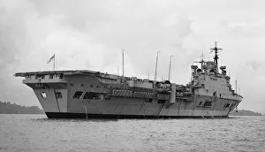 At Sea Prints: Ships Aircraft Carrier HMS Eagle at anchor in Plymouth Sound. November 1951