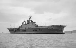 At Sea Prints: Ships Aircraft Carrier HMS Eagle at anchor in Plymouth Sound November 1951