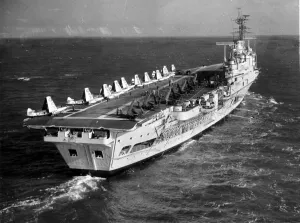 Planes Prints: Ships - Ark Royal prepares for service - The aircraft carrier Ark Royal, launched in 1950