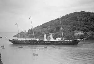 00095 Prints: Ships Royal Yacht Victoria and Albert entering Dartmouth in Devon