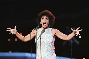 Shirley Bassey performing at the Cor World Choir concert at Cardiff Arms Park