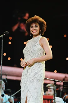 Shirley Bassey performing at the Cor World Choir concert at Cardiff Arms Park