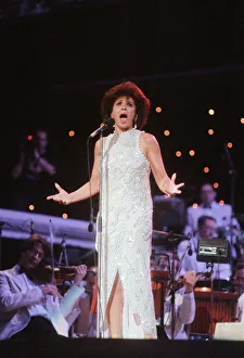 Shirley Bassey performing at the Cor World Choir concert at Cardiff Arms Park