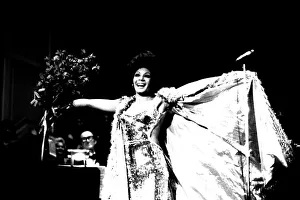 Shirley Bassey performing on stage in concert at Newcastle City Hall 30th April 1971