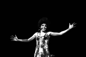 Shirley Bassey performing on stage in concert at Newcastle City Hall 30th April 1971