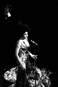 Shirley Bassey performing on stage in concert at Newcastle City Hall 30th April 1971