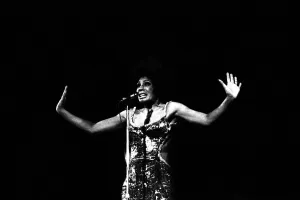 Shirley Bassey performing on stage in concert at Newcastle City Hall 30th April 1971