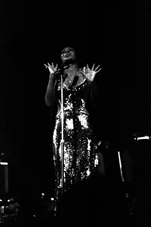 Shirley Bassey performing on stage in concert at Newcastle City Hall 30th April 1971