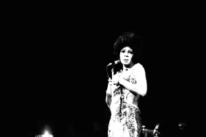 Shirley Bassey performing on stage in concert at Newcastle City Hall 30th April 1971