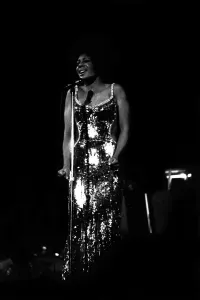 Shirley Bassey performing on stage in concert at Newcastle City Hall 30th April 1971