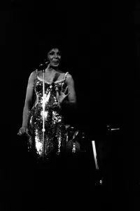 Shirley Bassey performing on stage in concert at Newcastle City Hall 30th April 1971