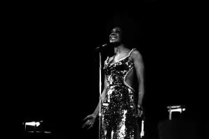 Shirley Bassey performing on stage in concert at Newcastle City Hall 30th April 1971