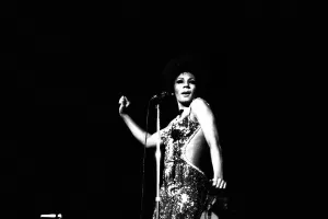Shirley Bassey performing on stage in concert at Newcastle City Hall 30th April 1971