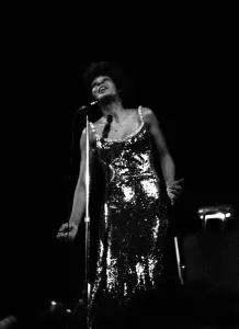 Shirley Bassey performing on stage in concert at Newcastle City Hall 30th April 1971