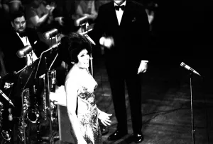 Shirley Bassey performing on stage in concert at Newcastle City Hall 30th April 1971