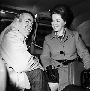 Taxis Prints: Shirley Temple Black Child Actress in london sitting in taxi with husband Dbase MSI