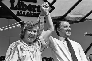 Shirley Williams and Liberal leader David Steel on the campaign trail in Rochdale during