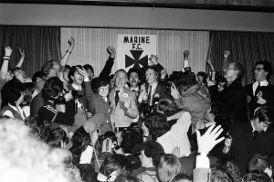 Shirley Williams of the Social Democratic Party celebrates her victory at the Crosby