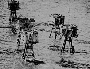 The Shivering Sands Anti Aircraft Forts seen here in the Thames Estuary