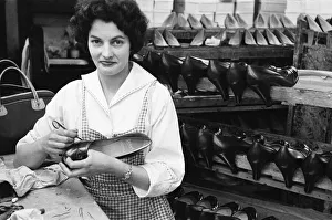 Shoes Prints: Shoes being finished and trimmed at the H Solomons shoe factory in Tottenham