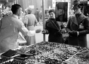 Serving Prints: Shoppers at the sweet stall in Kingston Market Circa 1936 L50