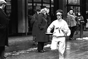 00446 Prints: The Shrove Tuesday Jiff Lemons Pancake Race in Clayton Street