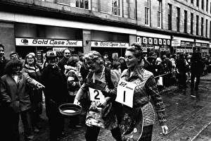 00446 Prints: The Shrove Tuesday Jiff Lemons Pancake Race in Clayton Street
