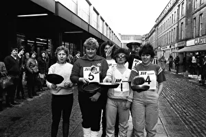 00446 Prints: The Shrove Tuesday Jiff Lemons Pancake Race in Clayton Street