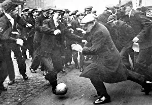 A Shrovetide football match in full swing in Chester-le-Street in 1957