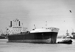 Cleveland Prints: The shuttle tanker Darina seen here being towed to her berth at the Shell oil terminal