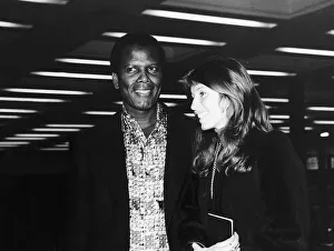 Sidney Poitier Actor With His Friend Joanna Shimkus Leaving London Airport October