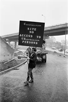 Motorway Prints: Signs and barriers are being placed at access points on the Gravelly Hill interchange to