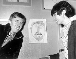 00176 Prints: Simon Dee withis wife Bunny and the painting of himself by his five year old son Simon