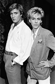 Simon Le Bon (left) & Nick Rhodes (right) from music group Duran Duran, 20th July 1983