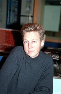 01425 Prints: SIMON MAYO, DJ, SITTING IN RADIO RECORDING STUDIOS - JANUARY 1991