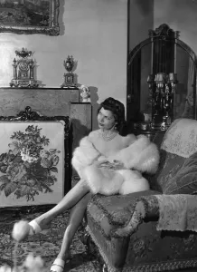 Simone Silva, french actress, poses for pictures at home Stafford Court, Kensington