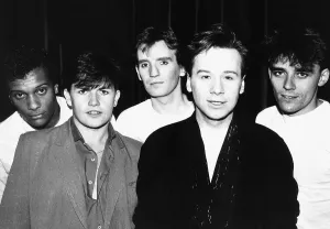 Simple Minds rock band from left Mel Gaynor Charlie Burchill Derek Forbes