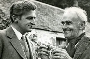Television Series Prints: Bill Simpson left seen here with John Laurie filming a scene for the BBC drama series Dr