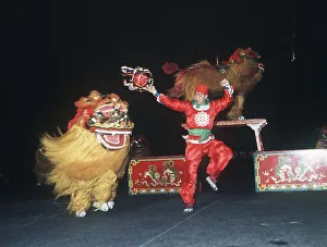 Singapore Armed Forces doing Chinese Lion dance Edinburgh Tattoo circa 1999