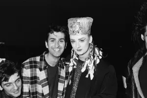 Singer Boy George with Paul King during the Culture Club concert at Wembley