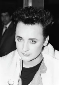 Hairstyle Prints: Singer Boy George shows off his new haircut at the Montreux Pop Festival in Switzerland