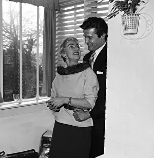 Singer Dorothy Squires photographed at home in Bexley Kent, with her husband Roger Moore