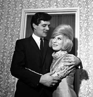 Singer Dusty Springfieldseen here with pop star Eden Kane in her dressing room at Croydon